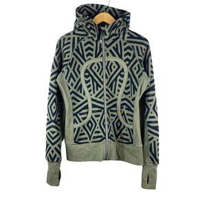 Lululemon Scuba Hoodie II Green Black Geometric Size 8 Full Zip Hoodie Athletica